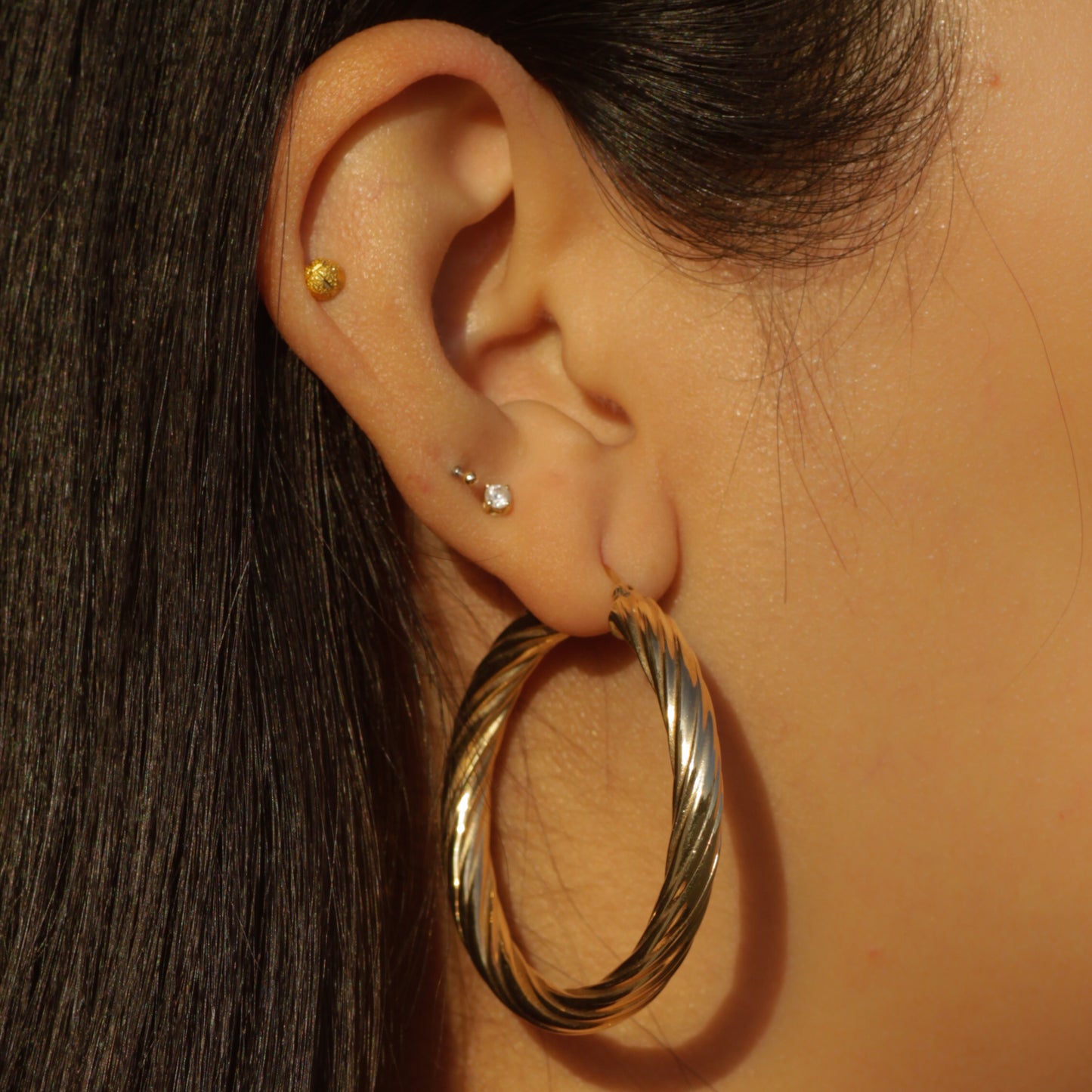 Vintage Twisted Hoop Earrings 14k