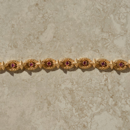 Vintage Ruby Oval & Star Link Bracelet