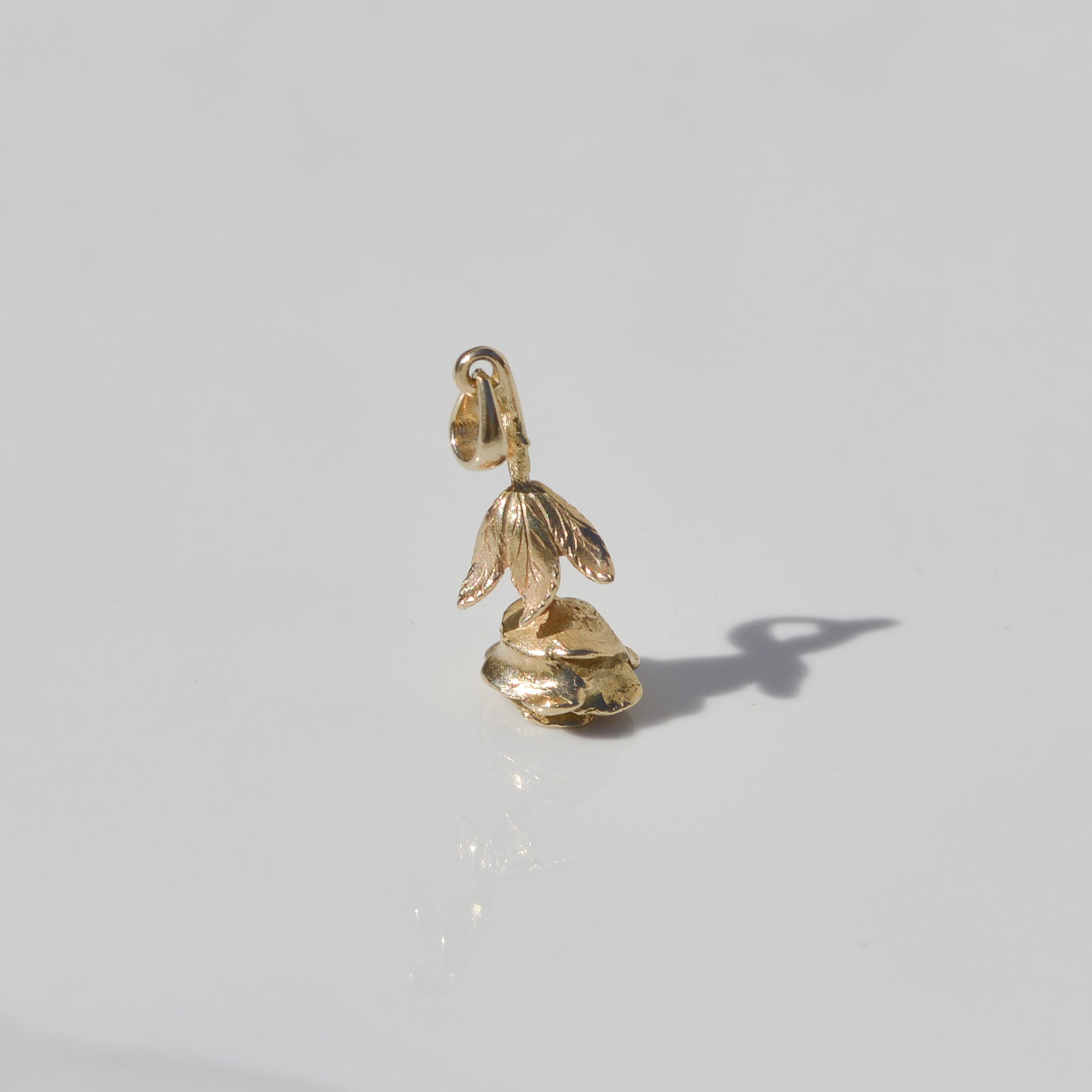 Vintage Upside-Down Rose Pendant 14k
