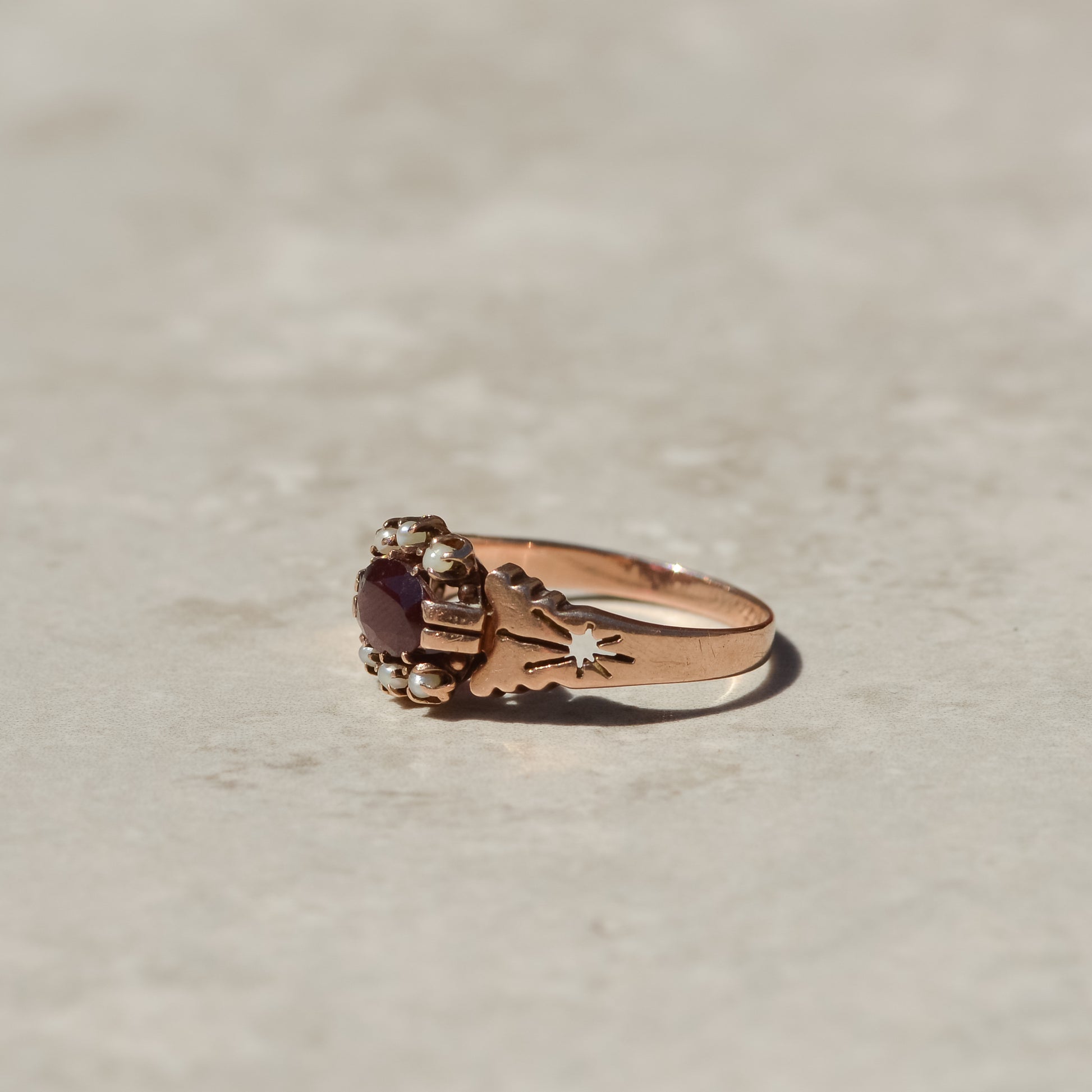 Victorian Garnet and Seed Pearl Ring