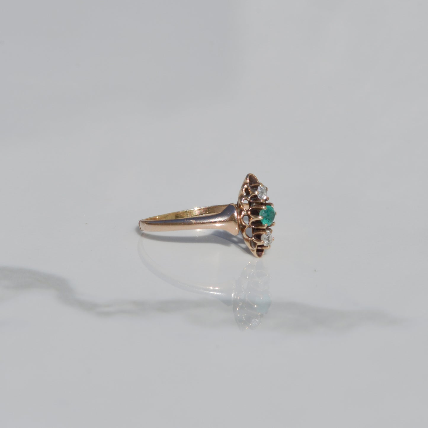 Antique Emerald and Diamond Ring Sz 7 14k