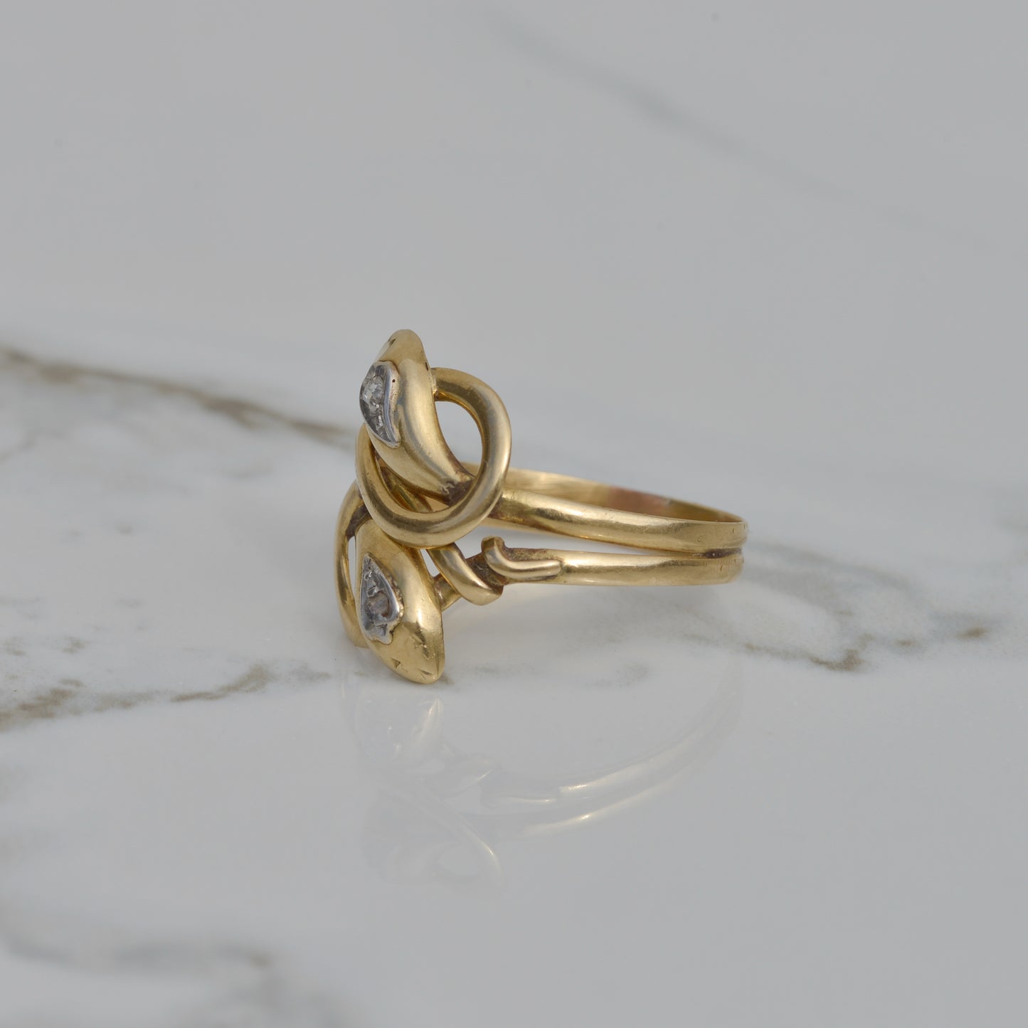 Victorian Double Snake Ring Sz 11 1/2 18k