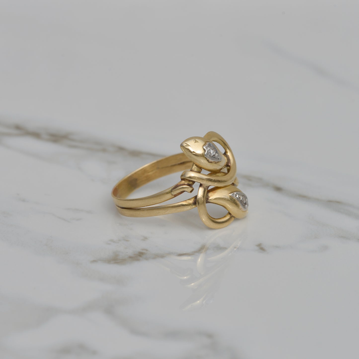 Victorian Double Snake Ring Sz 11 1/2 18k