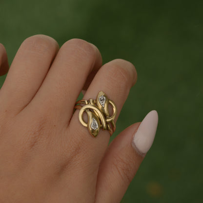 Victorian Double Snake Ring Sz 11 1/2 18k