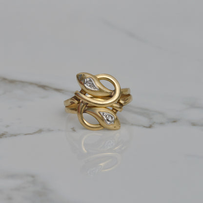 Victorian Double Snake Ring Sz 11 1/2 18k