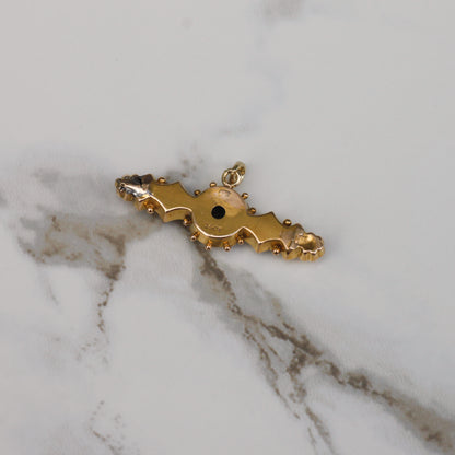 Antique Victorian Floral Bar Pendant 15k Gold