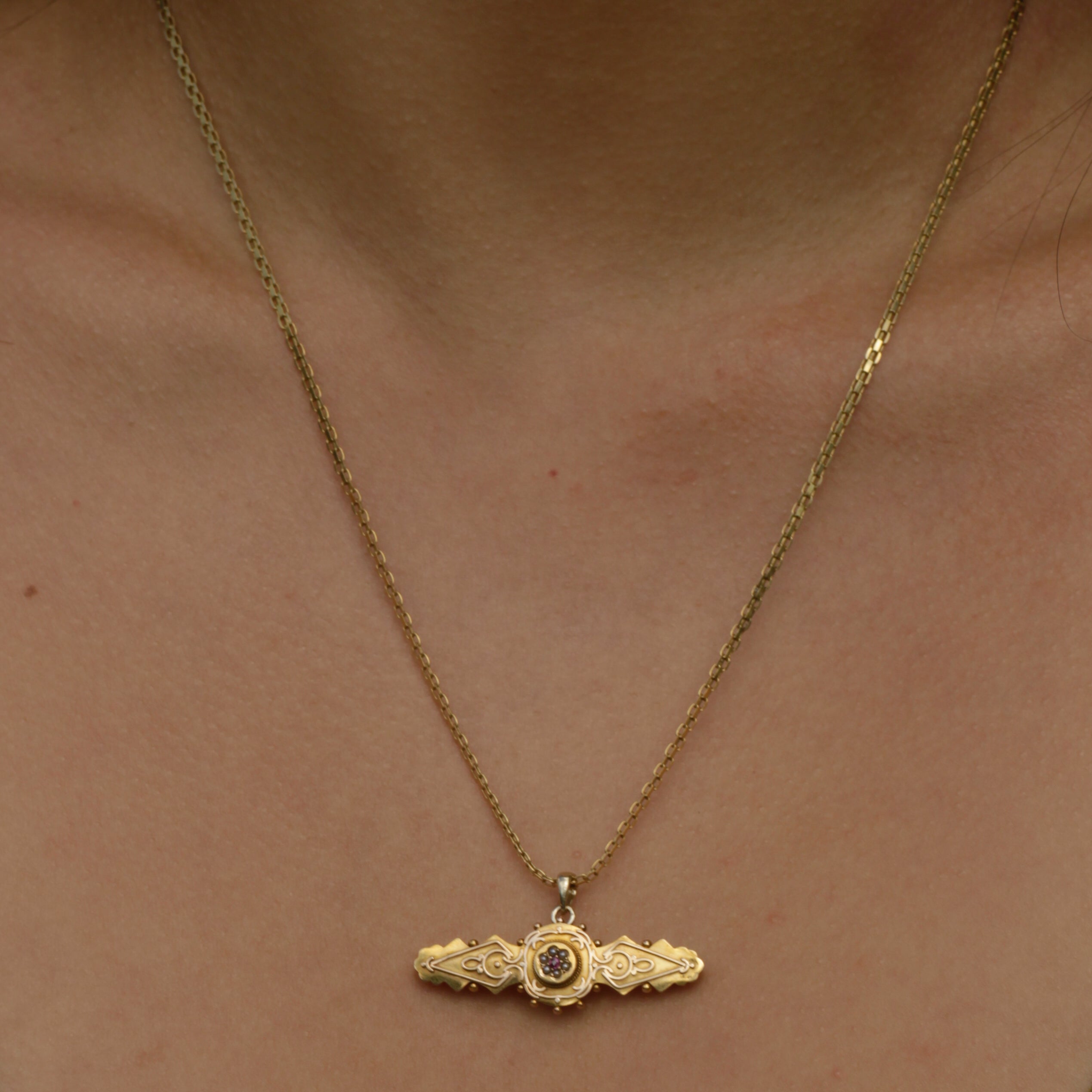 Antique Victorian Floral Bar Pendant