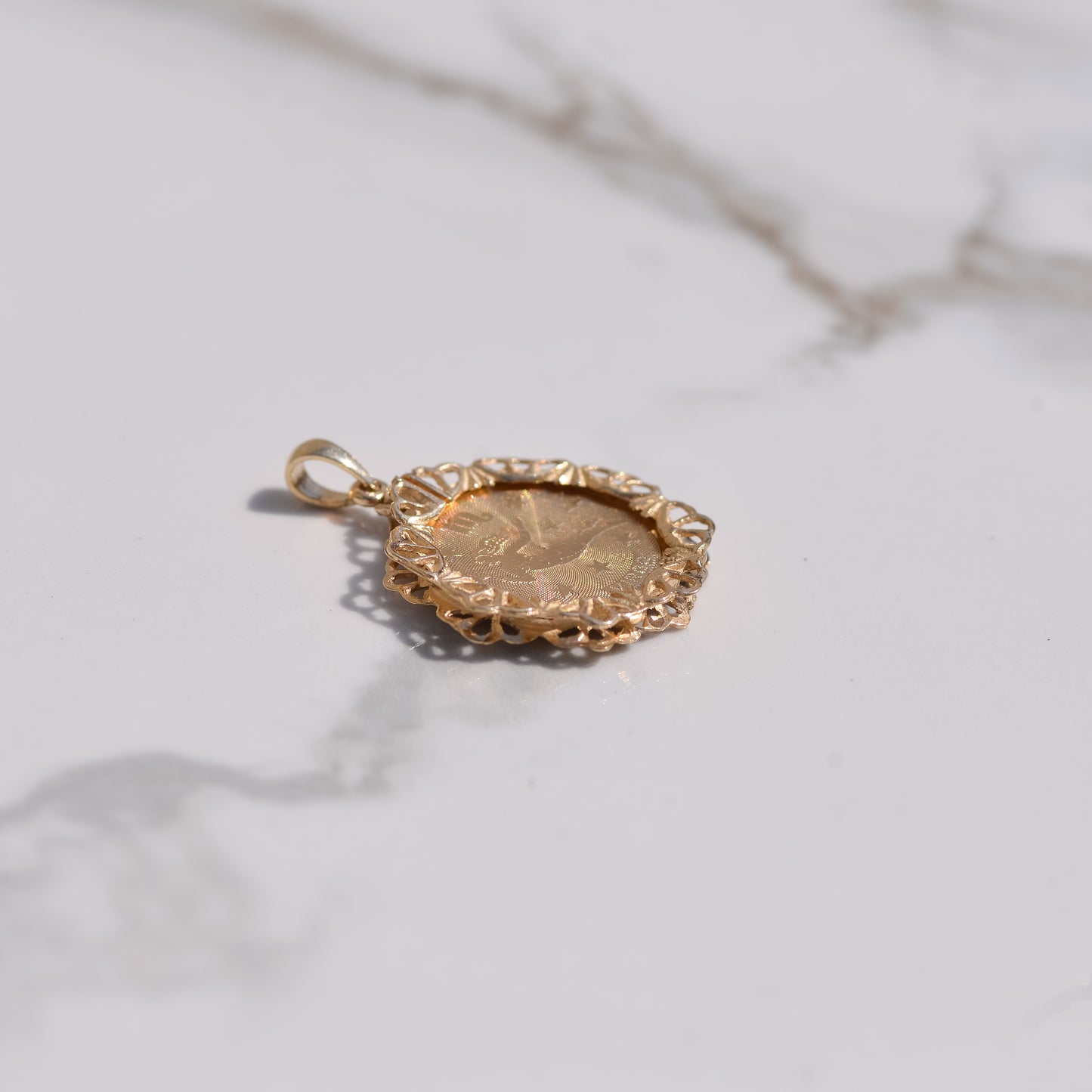 Vintage Virgo Medallion Charm 14k