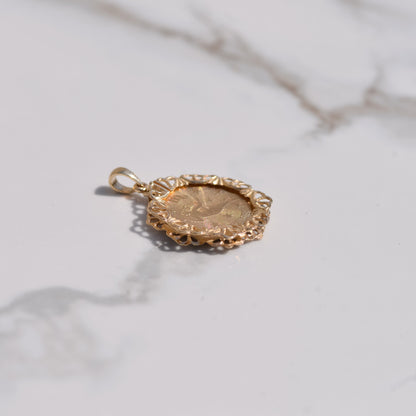 Vintage Virgo Medallion Charm 14k