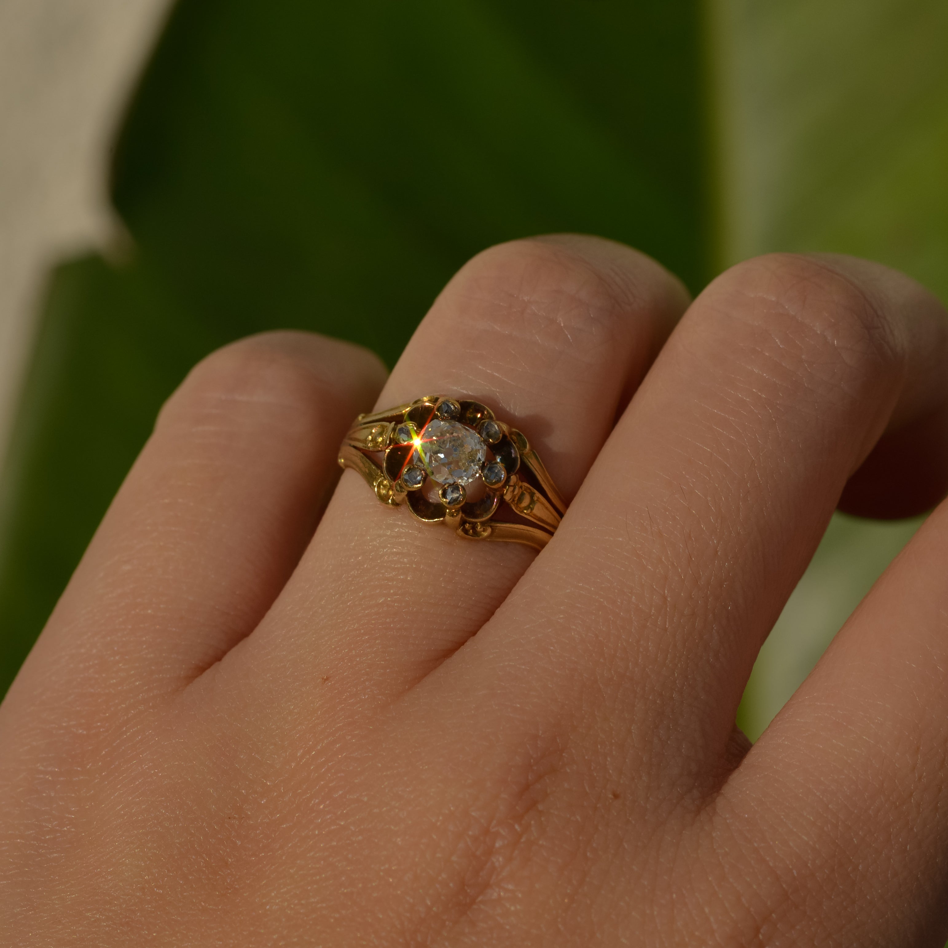 Victorian Belcher Set Old Mine Cut Ring