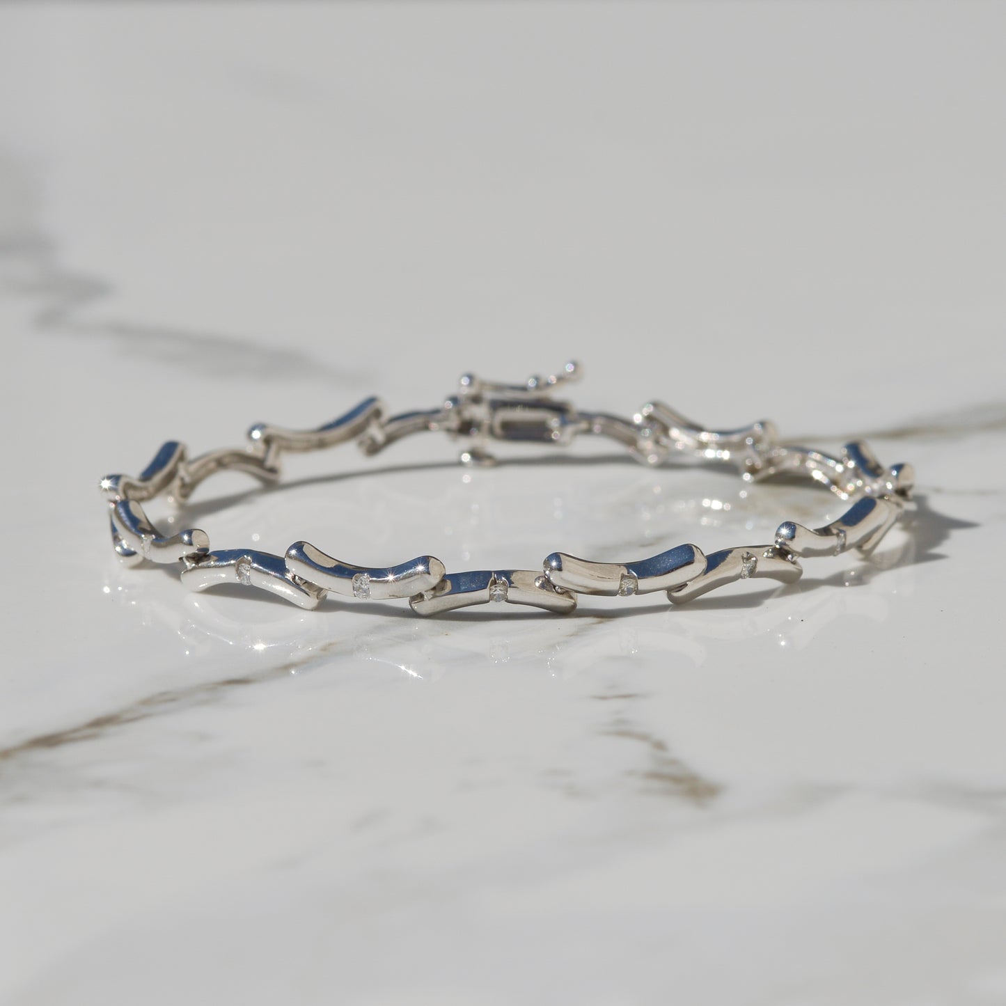 Estate White Gold Diamond Bracelet 14k