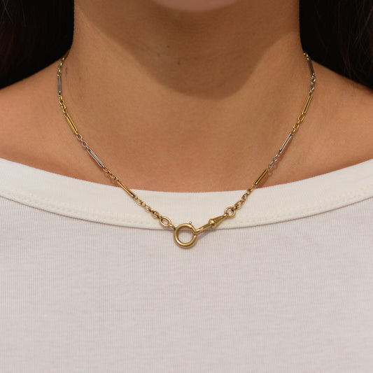 Antique Platinum and Gold Bar Link Watch Chain
