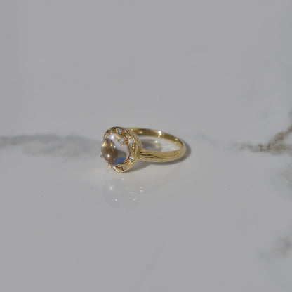 Vintage White Topaz and Diamond Ring Sz 7 1/4 14k