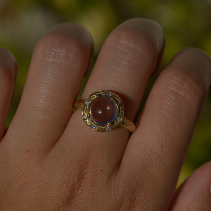 Vintage White Topaz and Diamond Ring Sz 7 1/4 14k