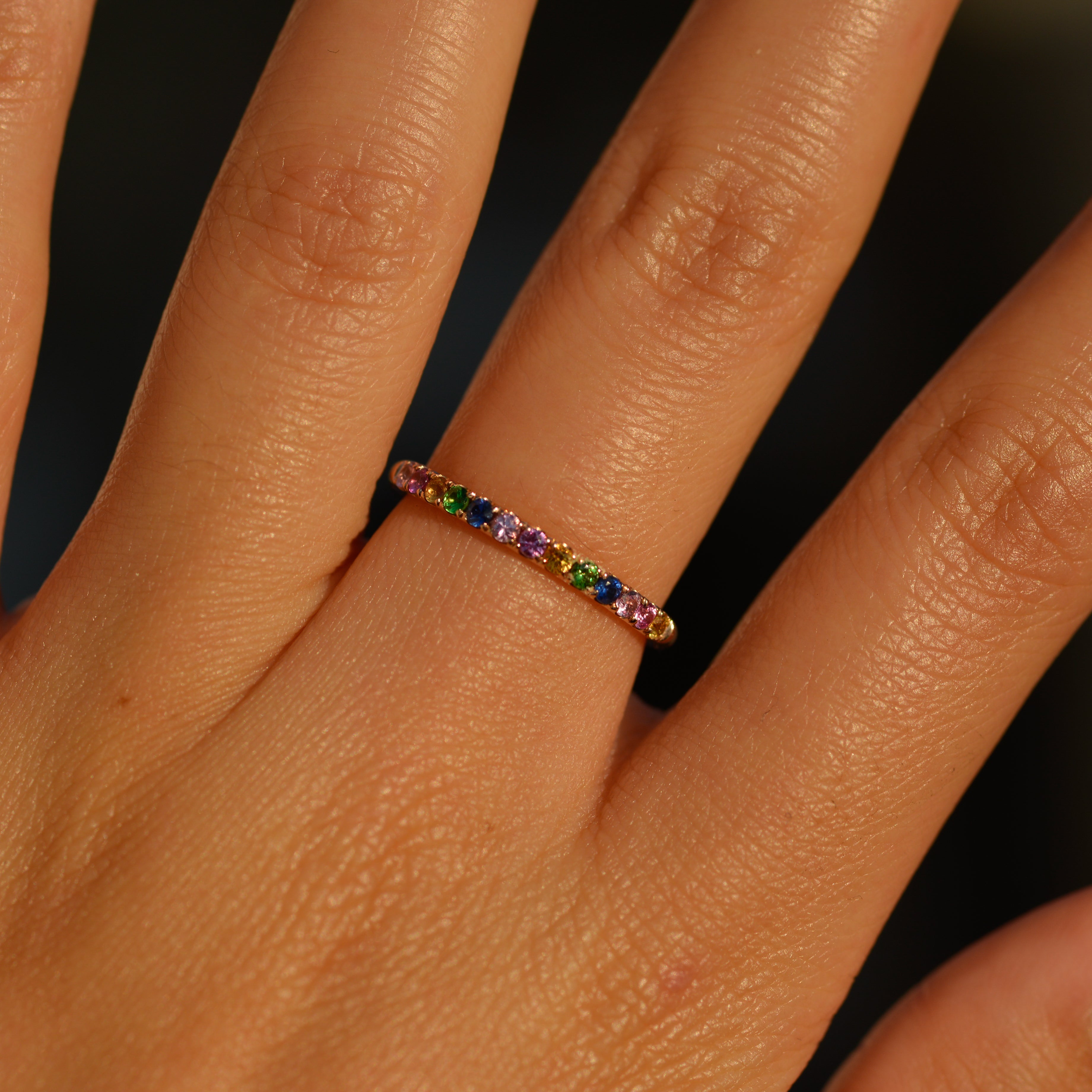 Estate Rainbow Sapphire Stackable Band