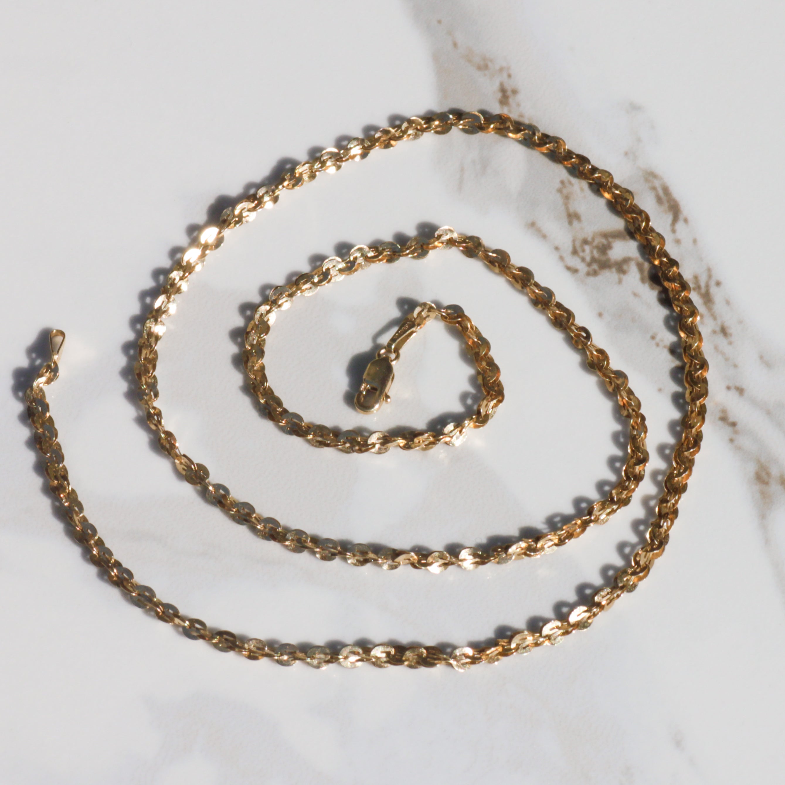 Vintage Fancy Chain Necklace 18.5" 14k Gold