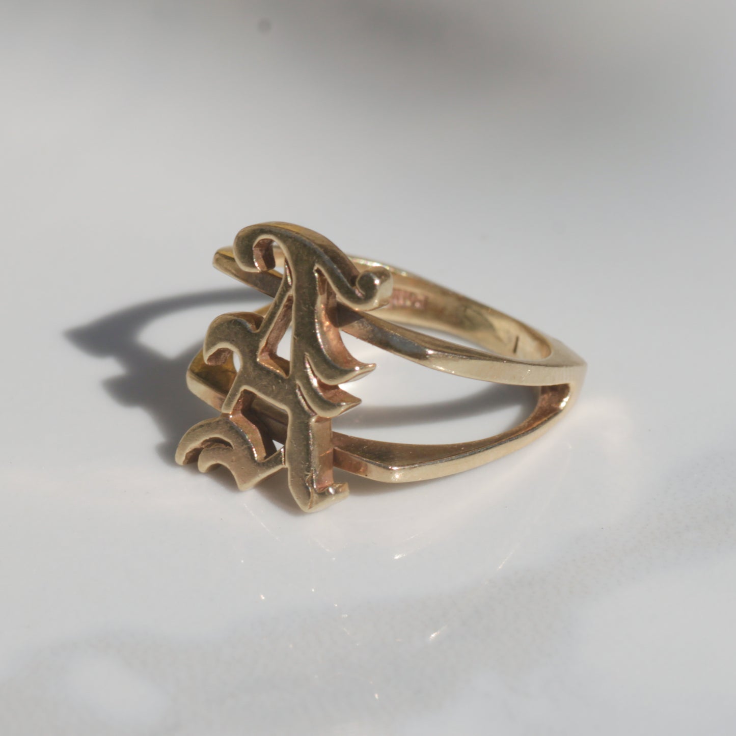 Vintage A Initial Ring 14k Gold Sz 5 3/4