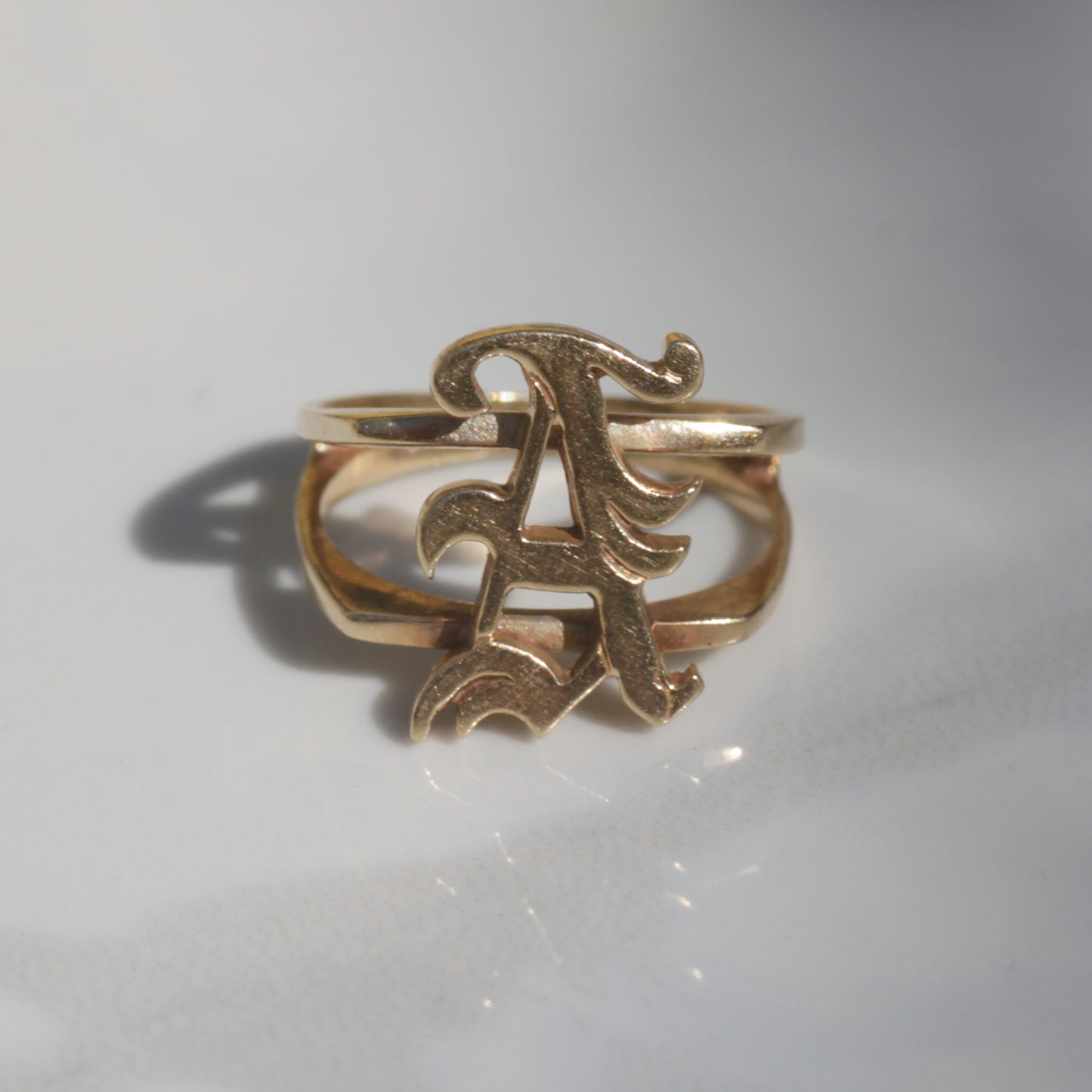 Vintage A Initial Ring 14k Gold Sz 5 3/4