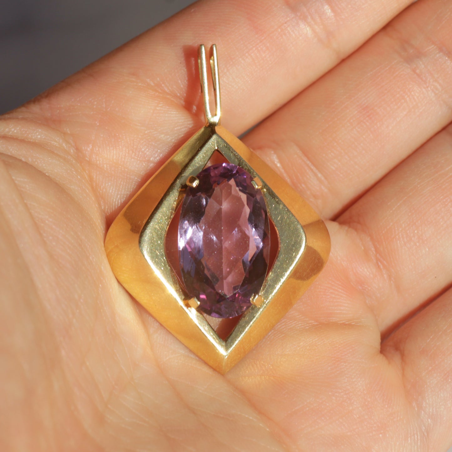 Vintage Statement Amethyst Pendant 14k