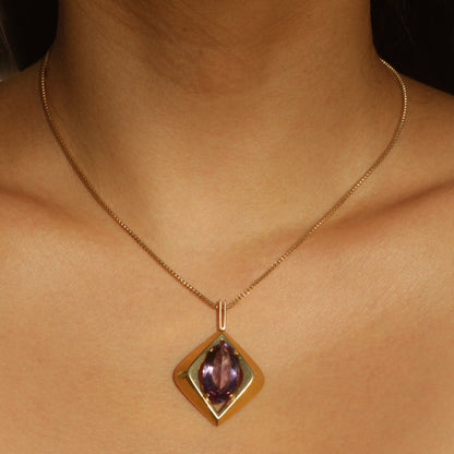 Vintage Statement Amethyst Pendant 14k