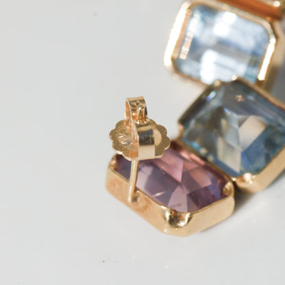 Vintage 14k Amethyst & Topaz Stud Earrings