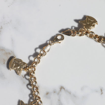 Vintage 14k Gold Cherub Charm Bracelet