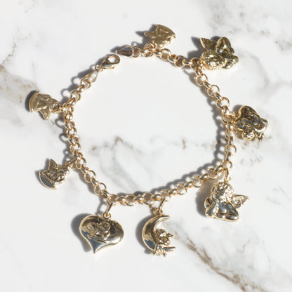 Vintage 14k Gold Cherub Charm Bracelet