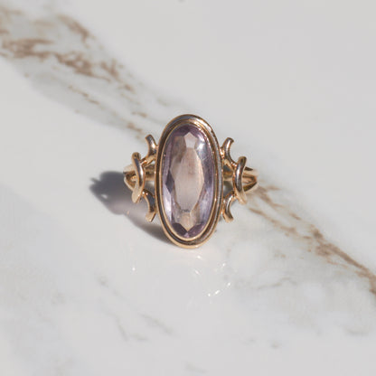 Antique Buff Top Amethyst Ring 14k Sz 6