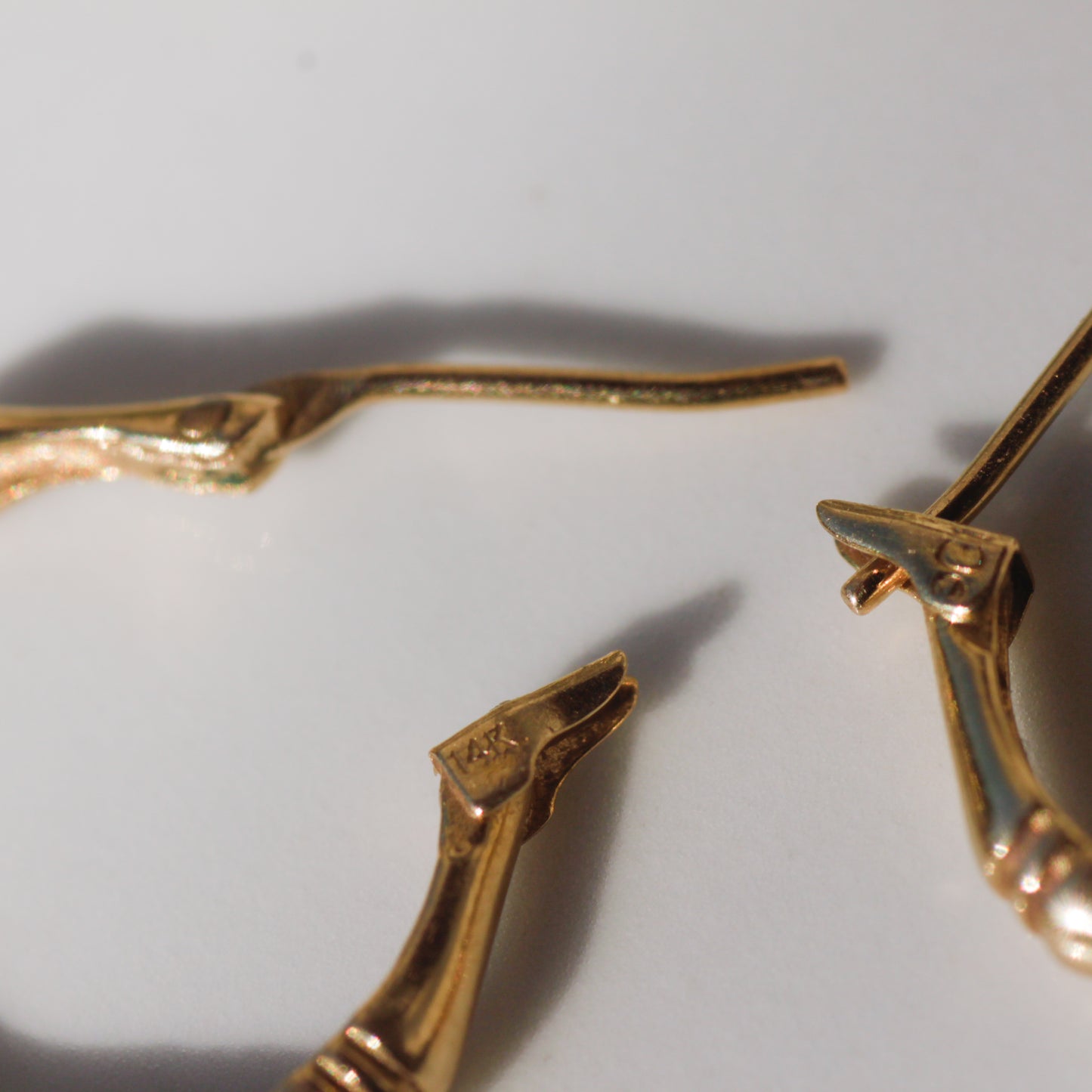 Vintage Small Bamboo Hoop Earrings 14k