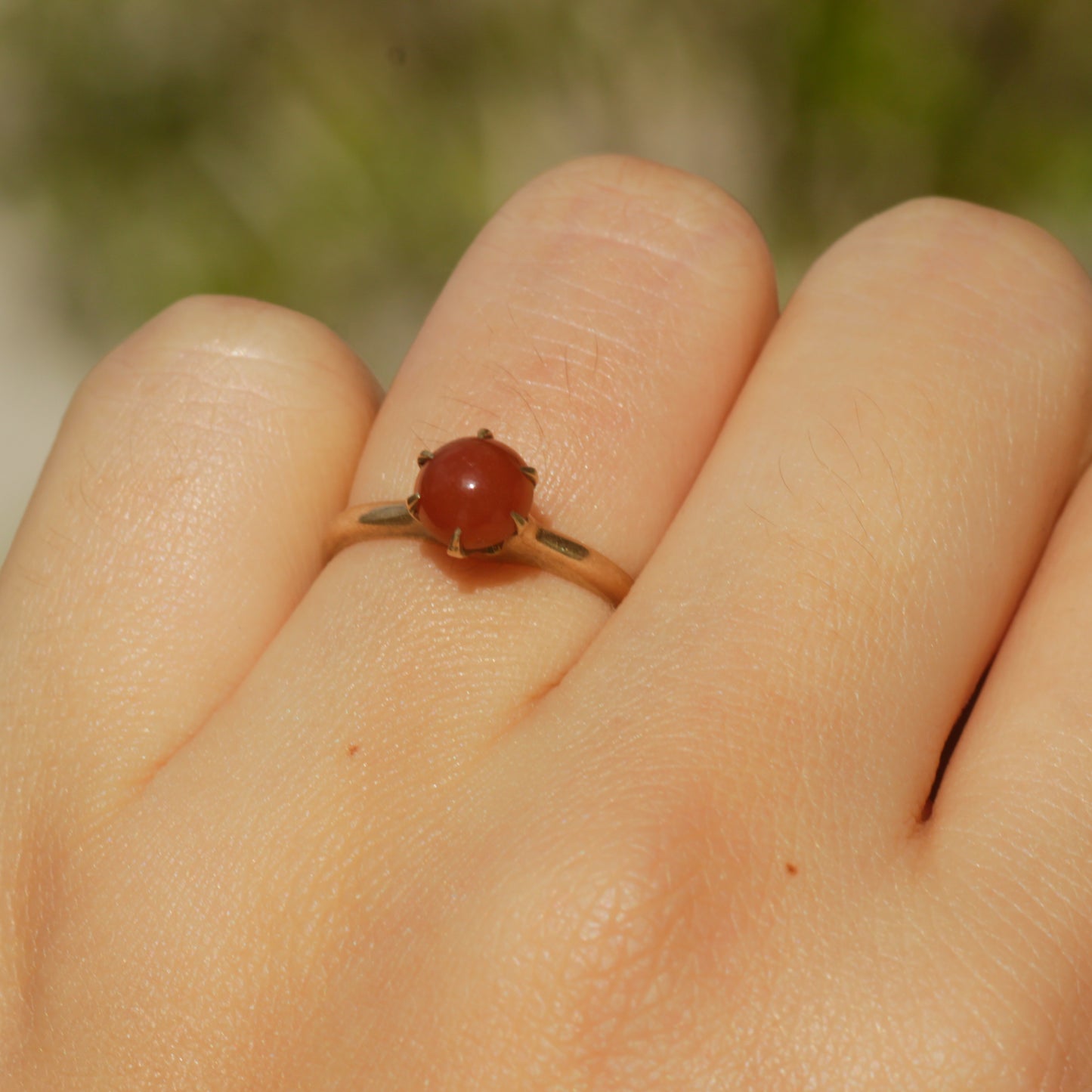 Antique Carnelian Cabochon Ring 10k Sz 4 1/4