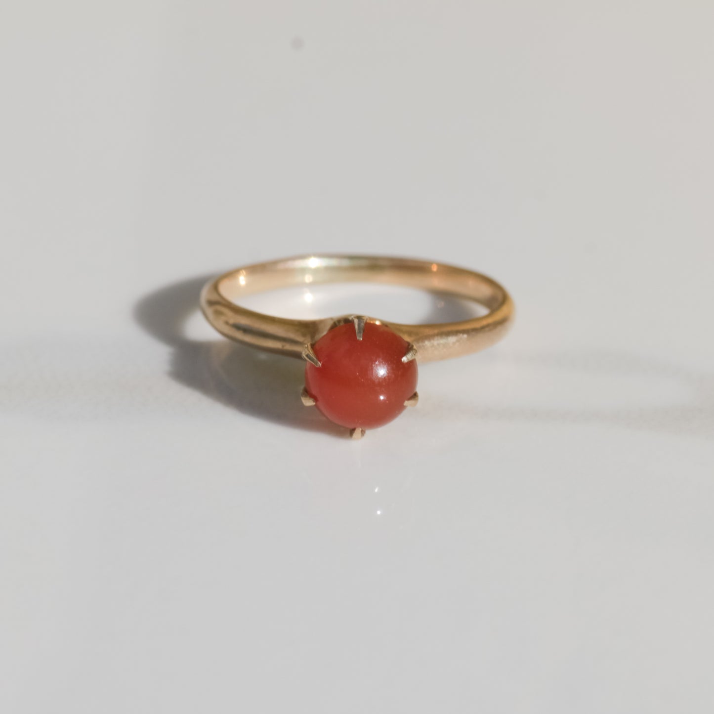 Antique Carnelian Cabochon Ring 10k Sz 4 1/4