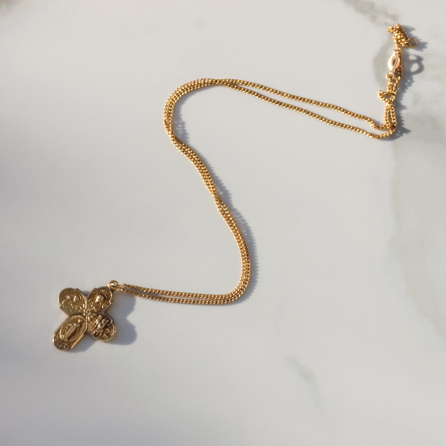 Vintage Catholic Cross Necklace 18.5" 10k Gold