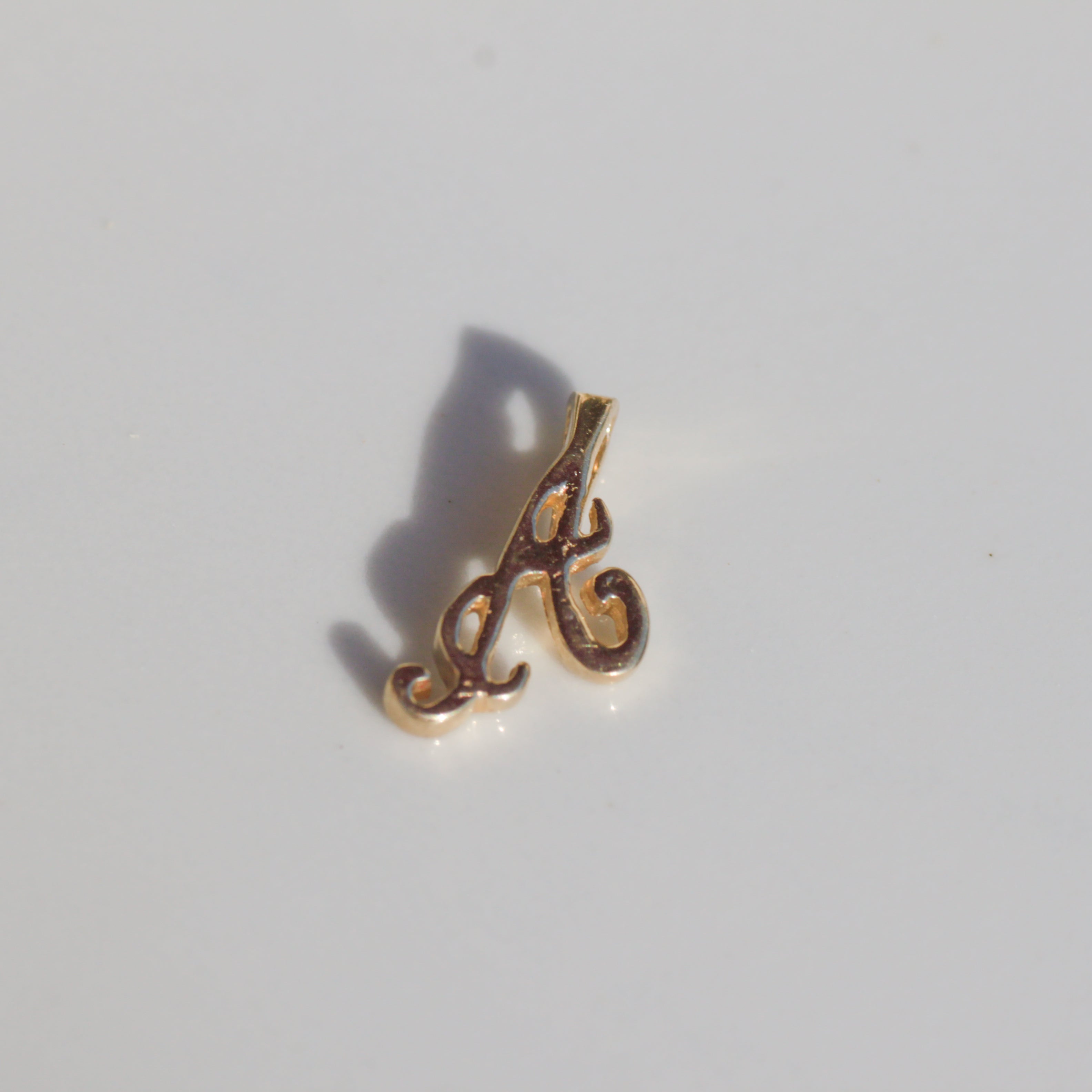 Vintage Cursive A Initial Charm 14k