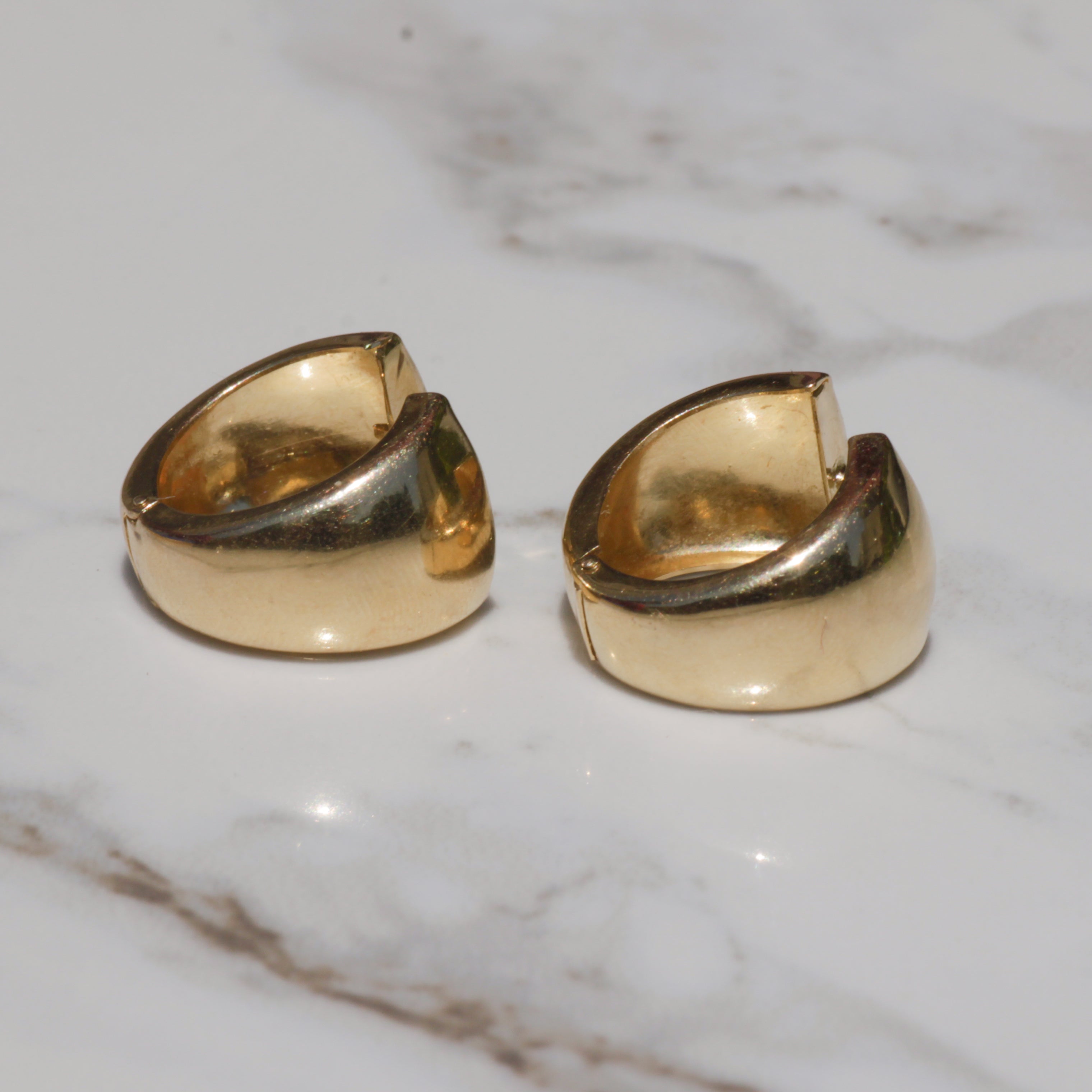 Vintage Chunky Tapered Hoop Earrings 14k