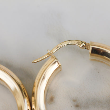 Vintage Sandblasted Chunky Hoop Earrings 14k