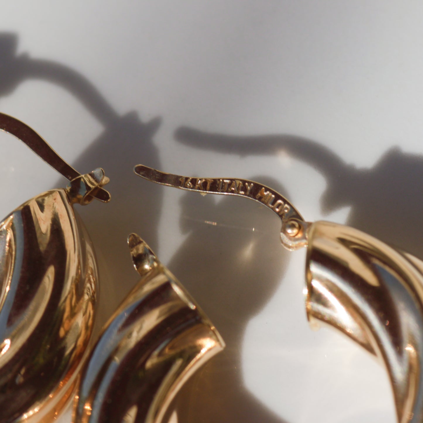 Vintage Twisted Chunky Hoop Earrings 14k