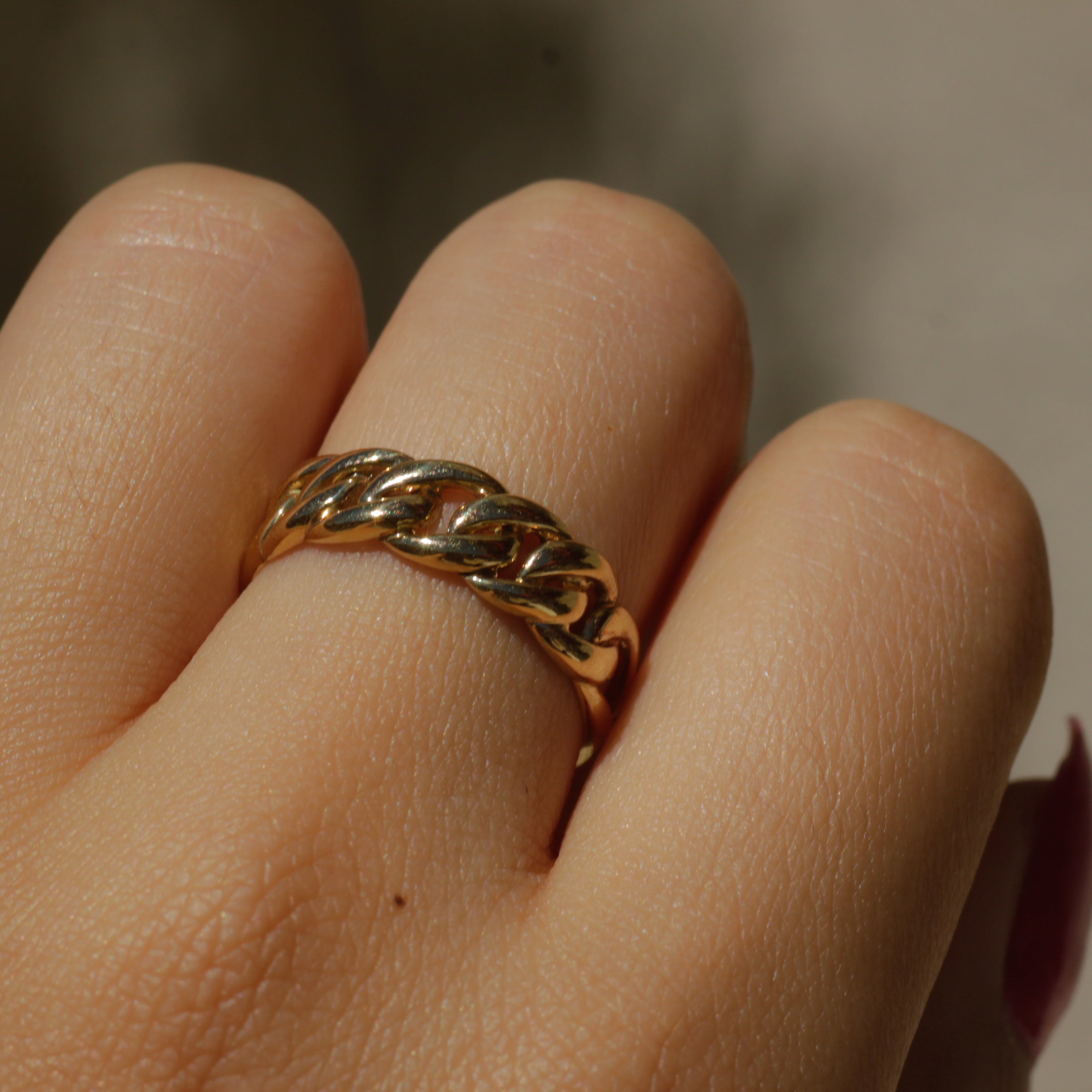 Vintage Curb Chain Ring 14k Gold Sz 7