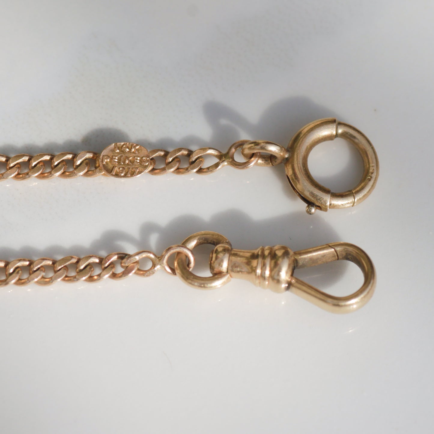 Antique Watch Curb Chain 15" 14k Gold