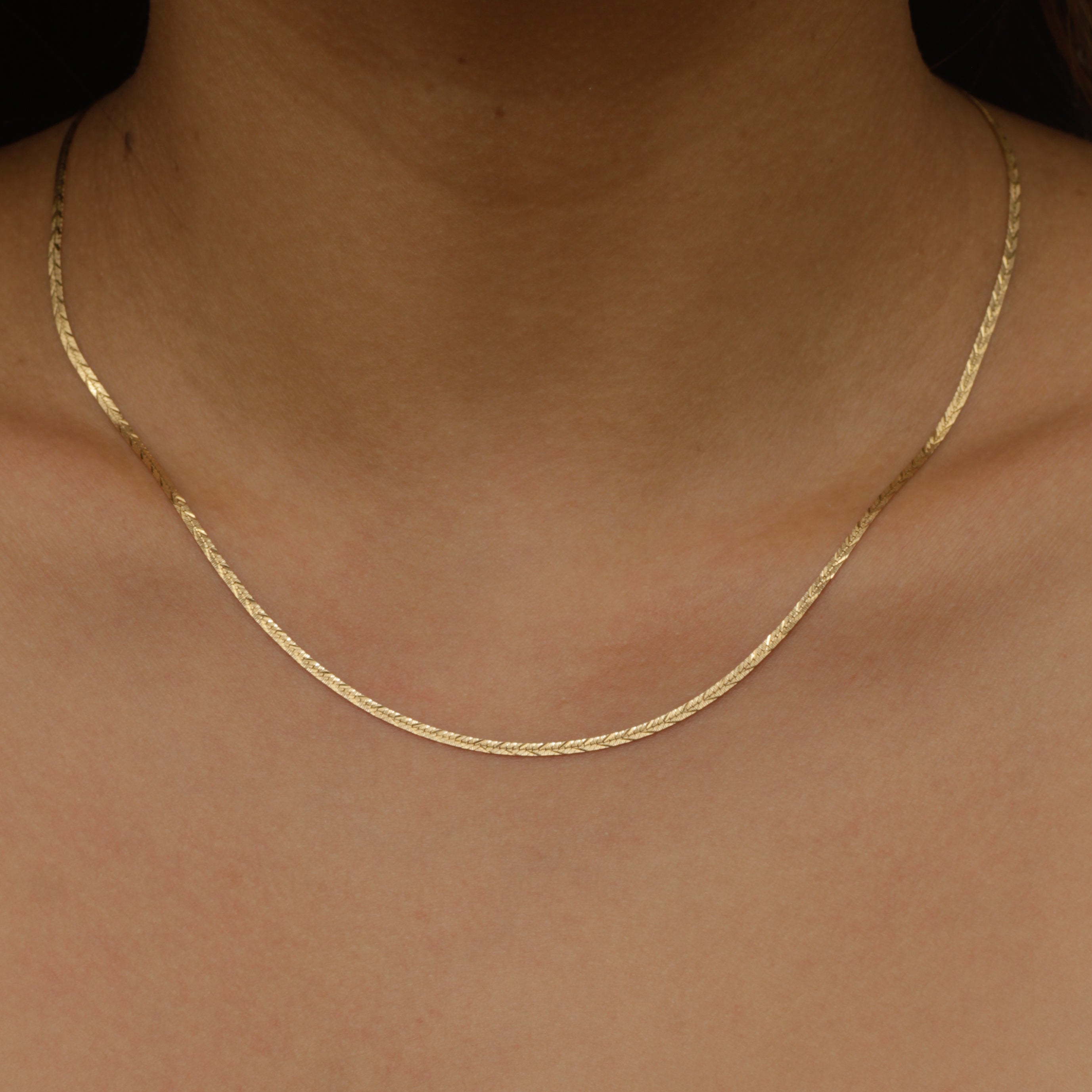 Vintage 14k Patterned Herringbone Chain 18"