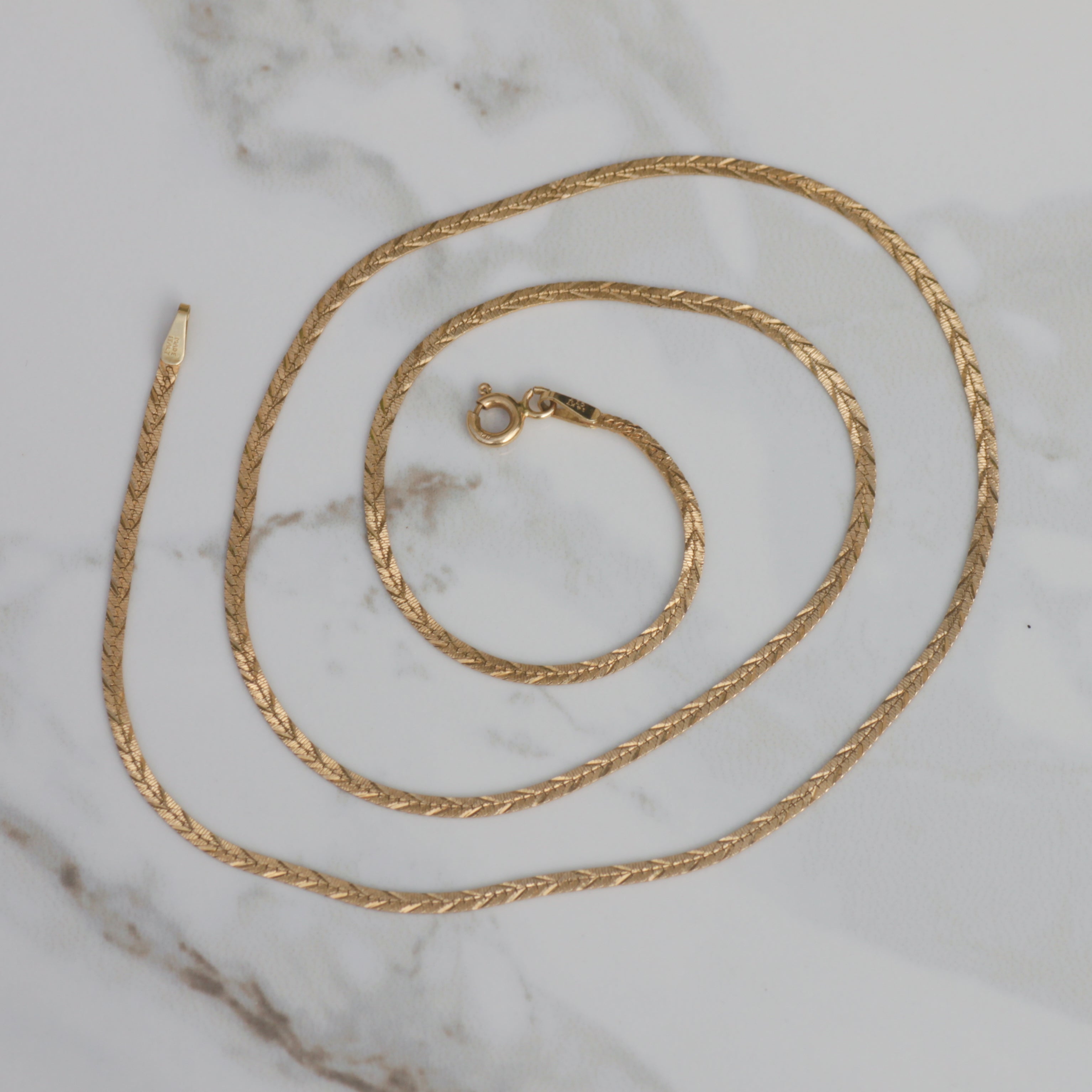 Vintage 14k Patterned Herringbone Chain 18"