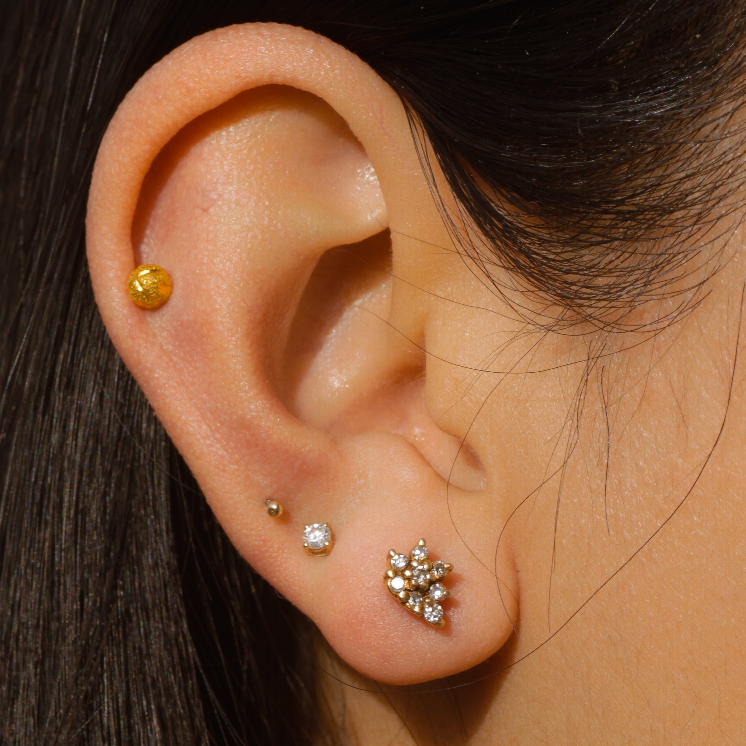 Vintage Diamond Cluster Stud Earrings 18k Gold