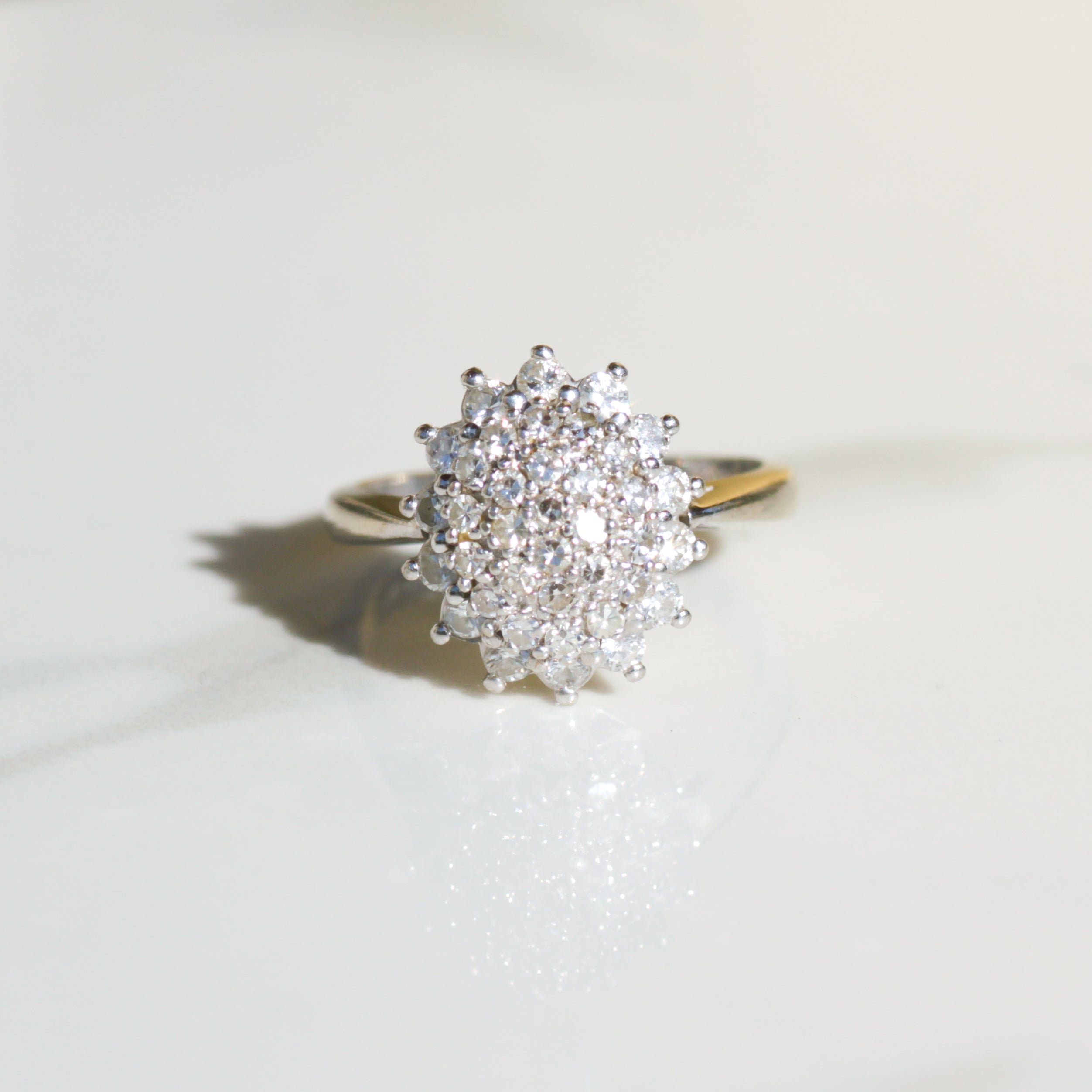Vintage Diamond Cluster Ring 14k Gold Sz 6 1/4