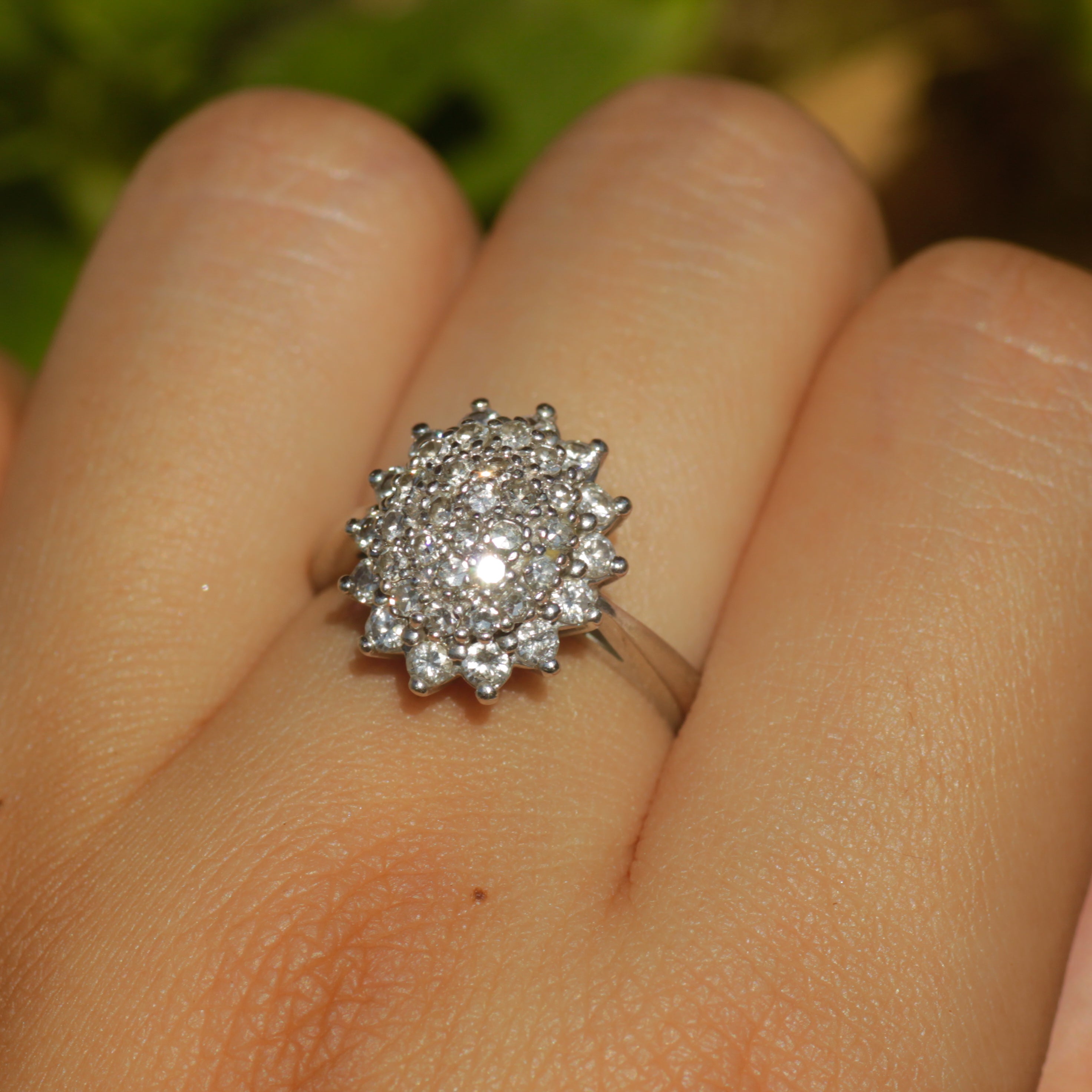 Vintage Diamond Cluster Ring 14k Gold Sz 6 1/4