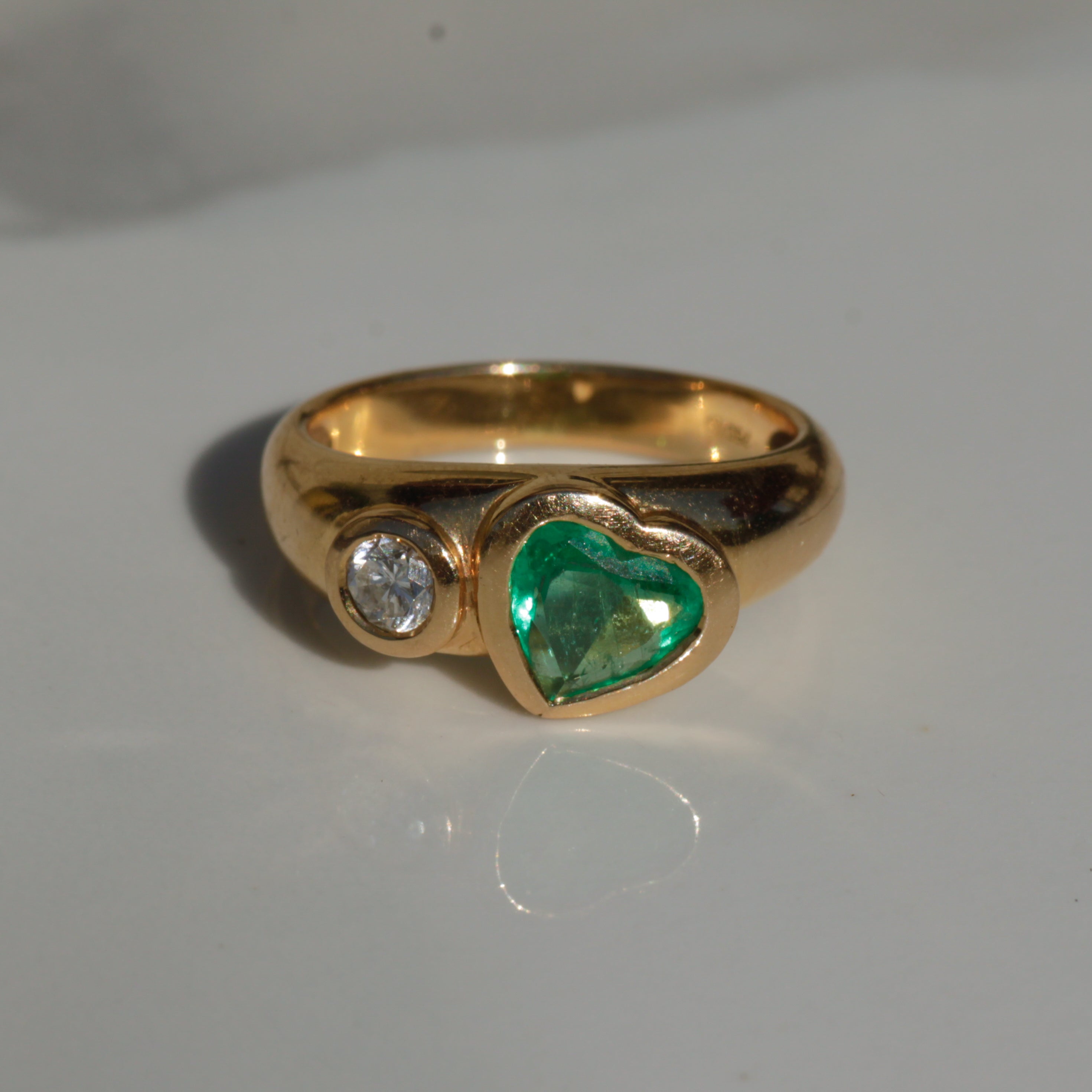 Estate Emerald & Diamond Toi et Moi Ring