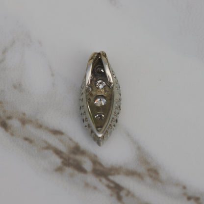 Vintage Diamond Navette Slider Pendant 14k