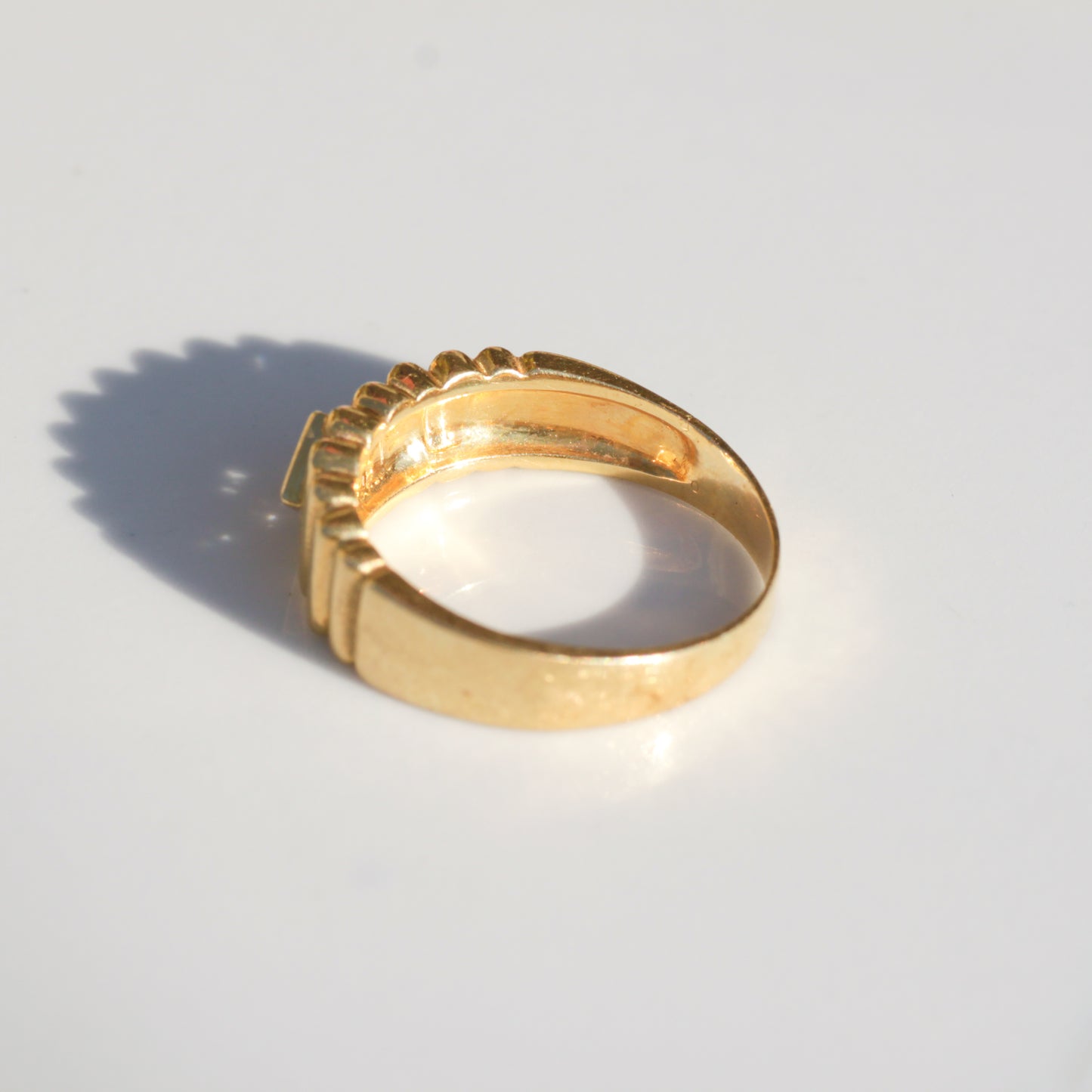 Vintage Ridged Diamond Ring 18k Gold Sz 7 1/4