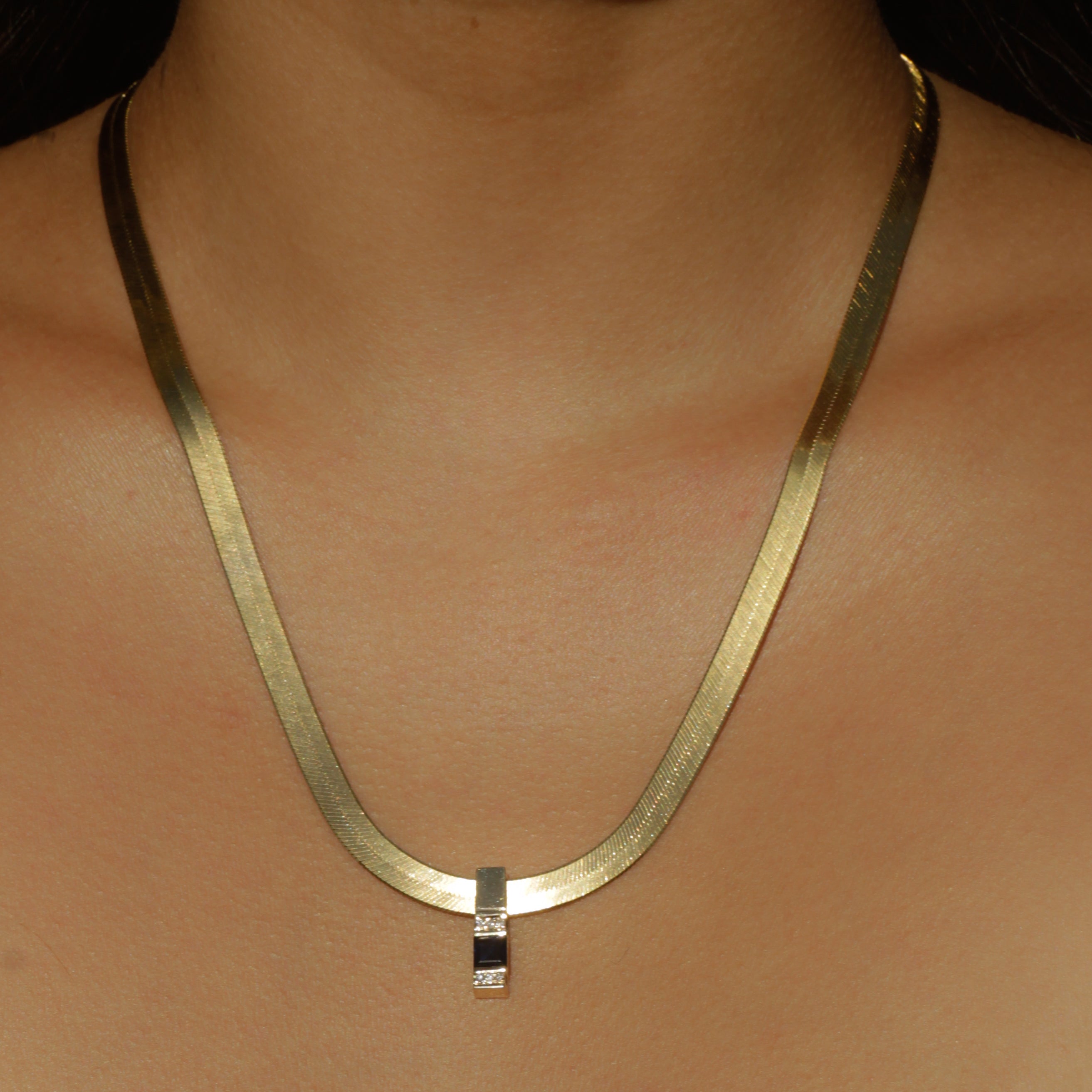 Vintage Diamond + Sapphire Slider Pendant 14k