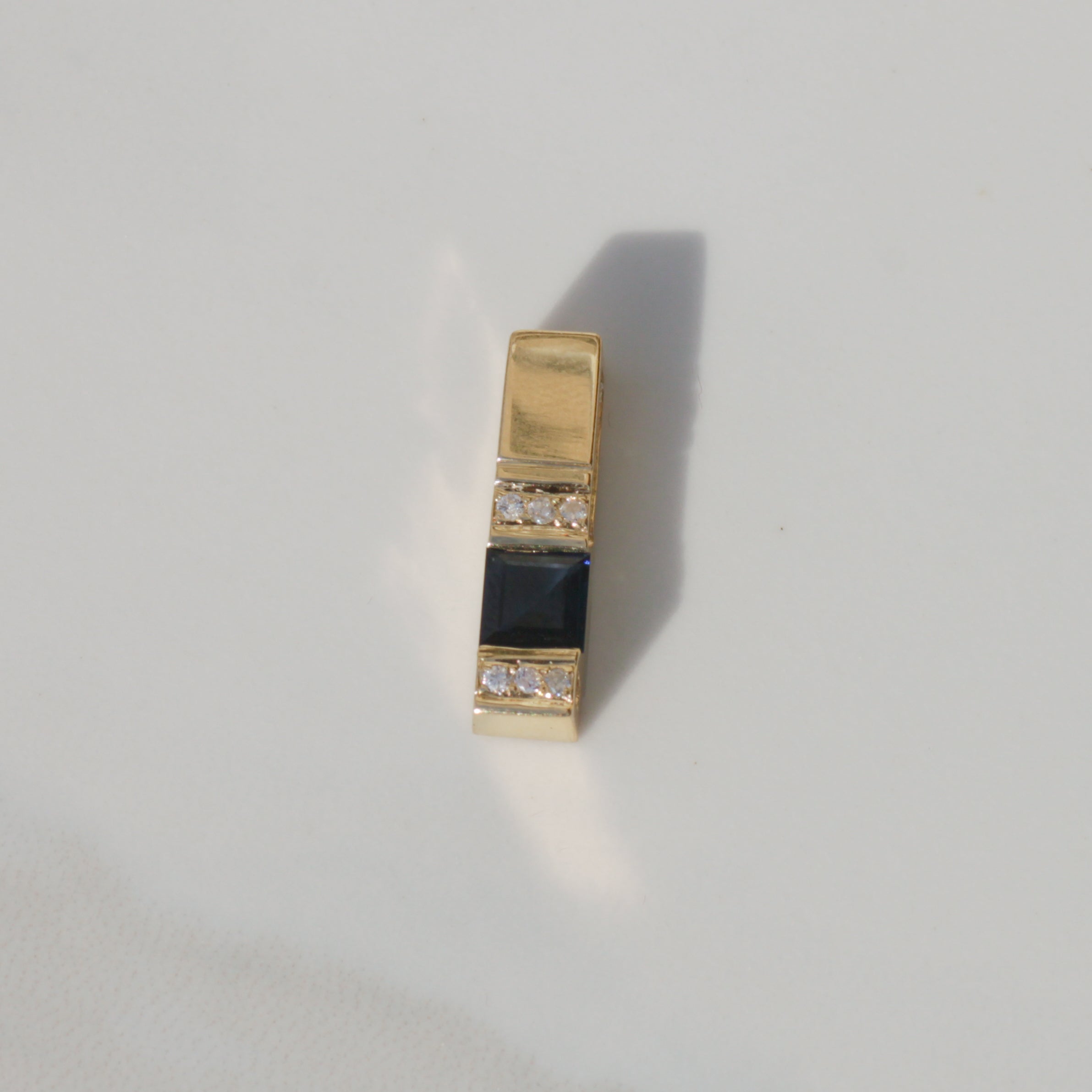 Vintage Diamond + Sapphire Slider Pendant 14k