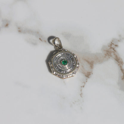 Antique Art Deco Emerald Pendant 14k