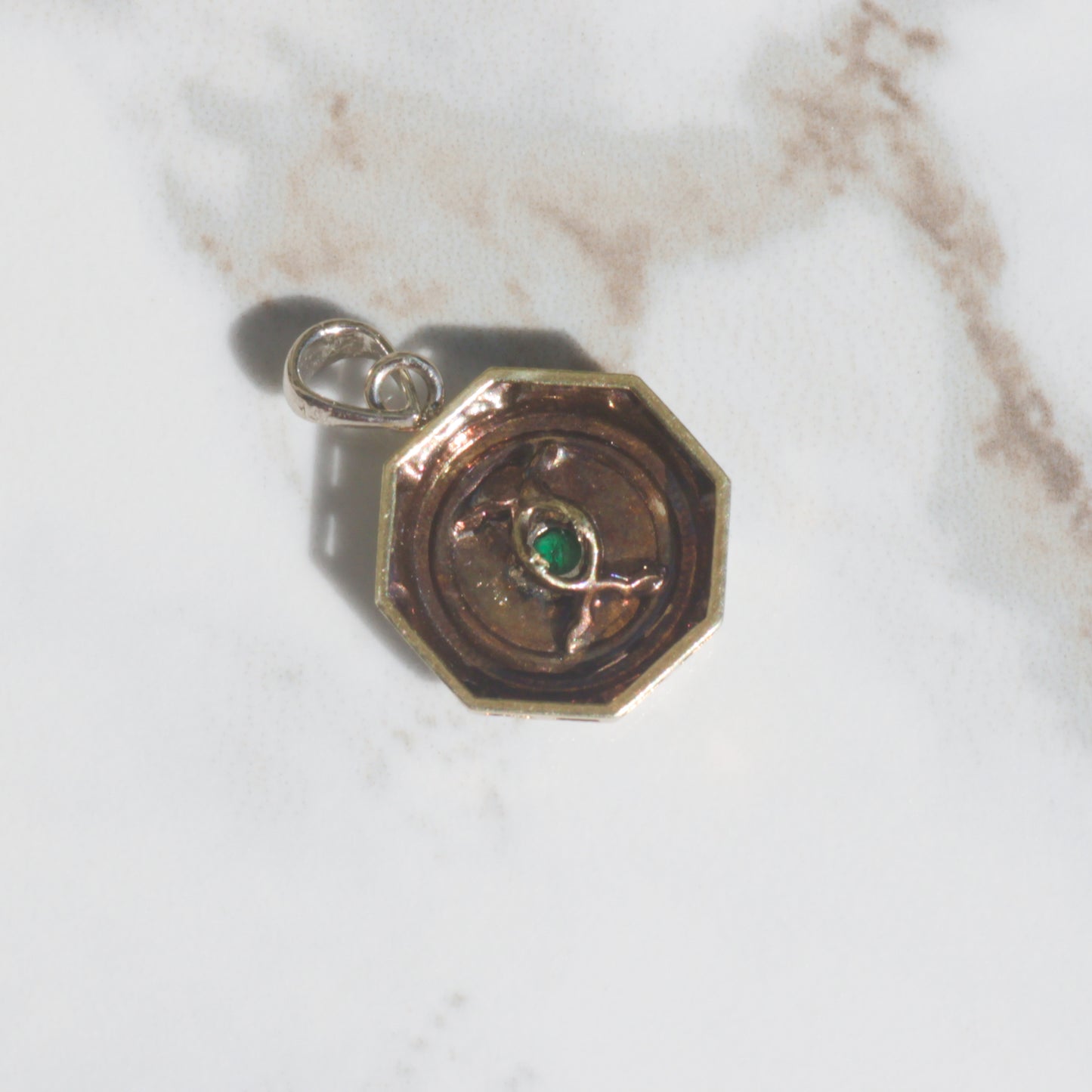 Antique Art Deco Emerald Pendant 14k